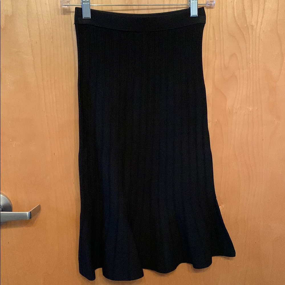 Michael Kors Black Ribbed Midi Skirt A-line Work